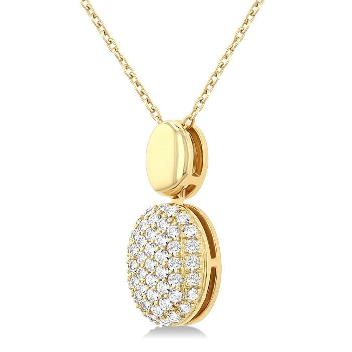 1/4 Ctw Oval Shape Mount Pave Set Round Cut Diamond Pendant in 10K Yellow Gold with Chain
