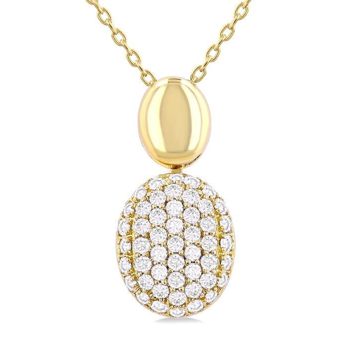 Pave-Set Oval Shape Pave Diamond Fashion Pendant