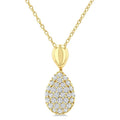 1/4 Ctw Pear Shape Pave Set Round Cut Diamond Fashion Pendant With Chain in 10K Yellow Gold