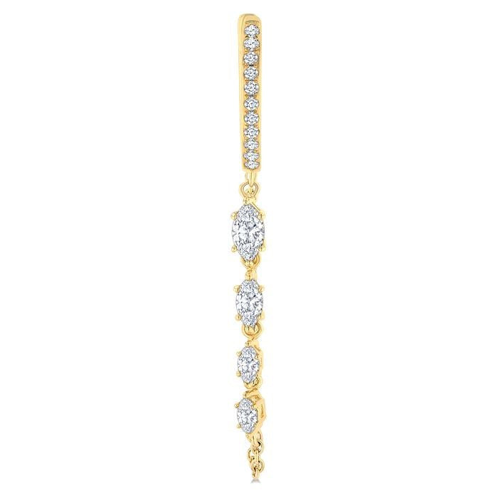 3/4 Ctw Marquise and Round Cut Diamond Journey Long Chain Fashion Earrings in 14K Yellow Gold