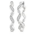 1/8 Ctw Wavy Pattern Round Cut Diamond Fashion Hoop Earrings in 10K White Gold