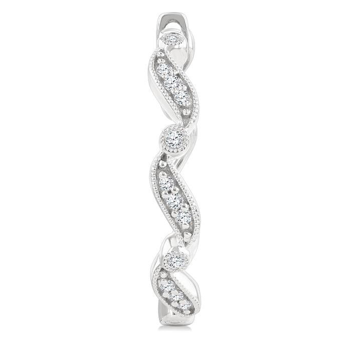 Wave Diamond Fashion Hoop Earrings