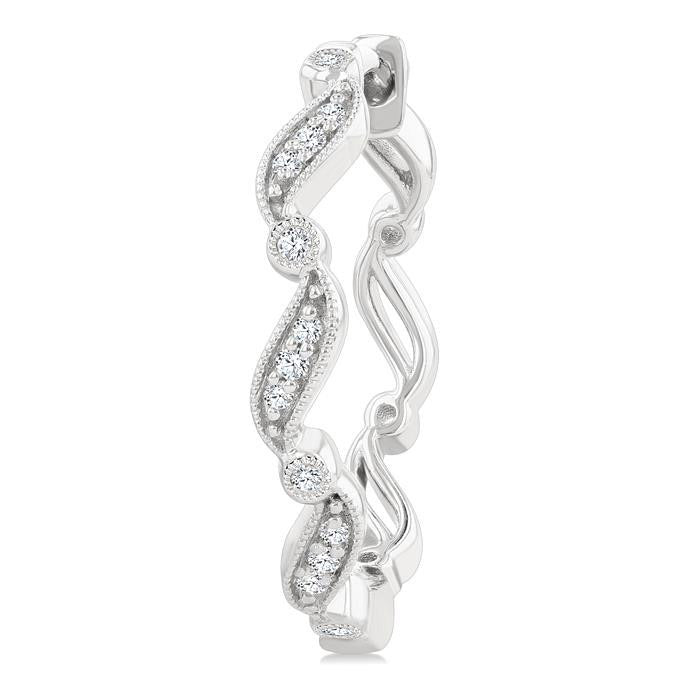 Wave Diamond Fashion Hoop Earrings
