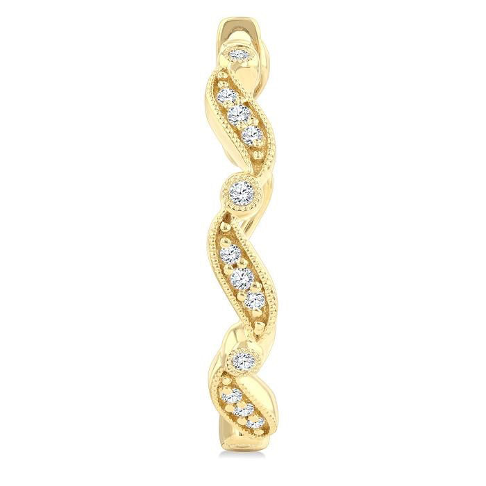 Wave Diamond Fashion Hoop Earrings