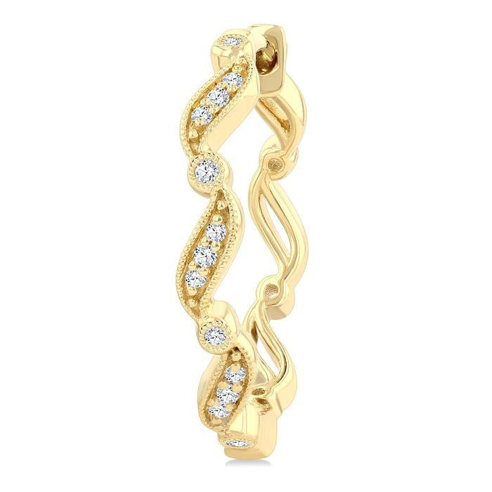 Wave Diamond Fashion Hoop Earrings