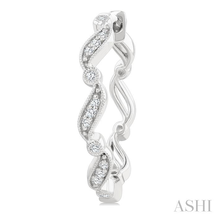 1/8 Ctw Wavy Pattern Round Cut Diamond Fashion Hoop Earrings in 10K White Gold