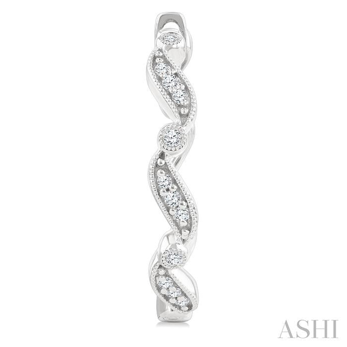 1/8 Ctw Wavy Pattern Round Cut Diamond Fashion Hoop Earrings in 10K White Gold