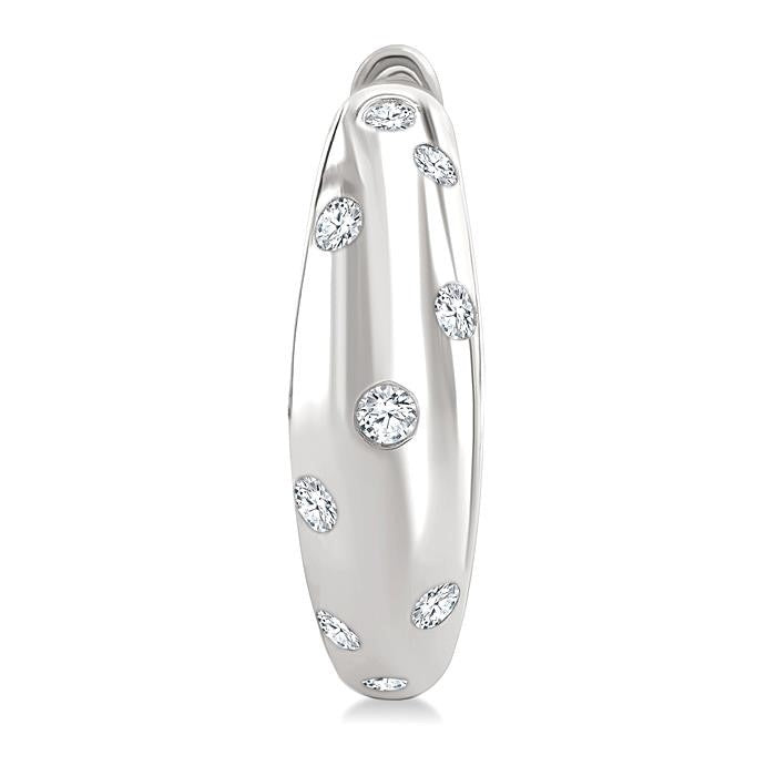 1/6 Ctw Round Cut Diamond Mosaic Huggie Earrings in 10K White Gold