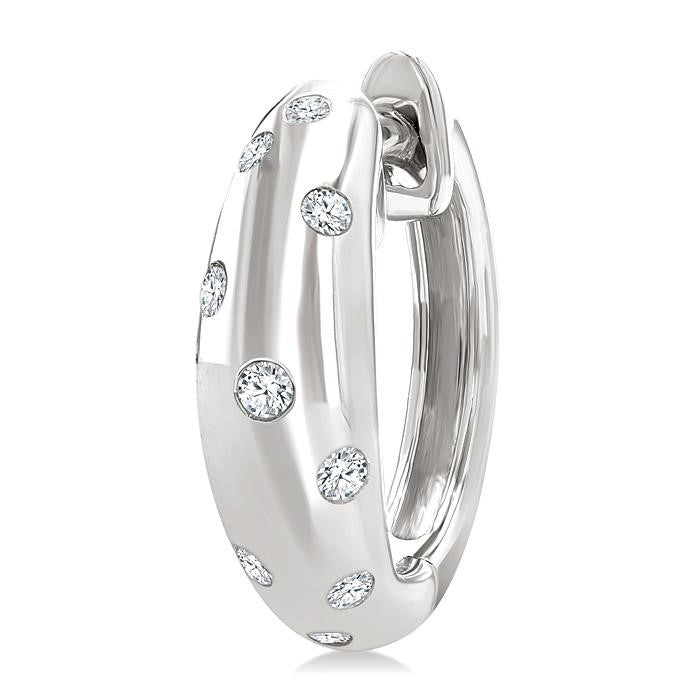 1/6 Ctw Round Cut Diamond Mosaic Huggie Earrings in 10K White Gold