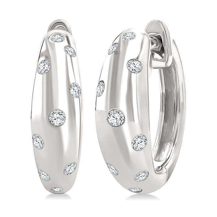 Mosaic Diamond Huggie Fashion Earrings