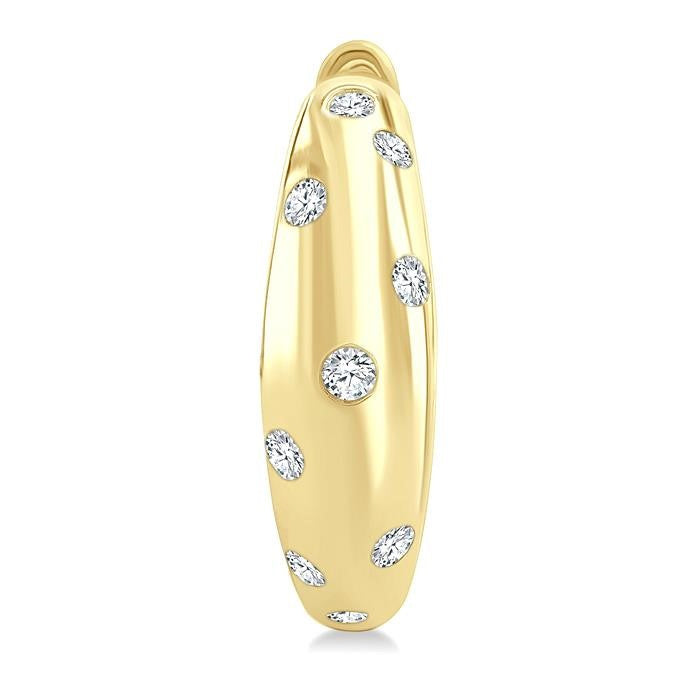 1/6 Ctw Round Cut Diamond Mosaic Huggie Earrings in 10K Yellow Gold