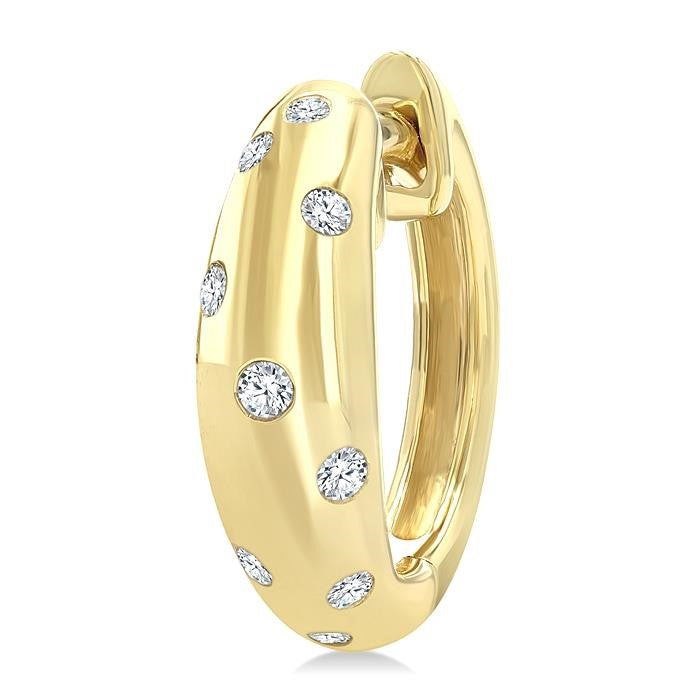1/6 Ctw Round Cut Diamond Mosaic Huggie Earrings in 10K Yellow Gold