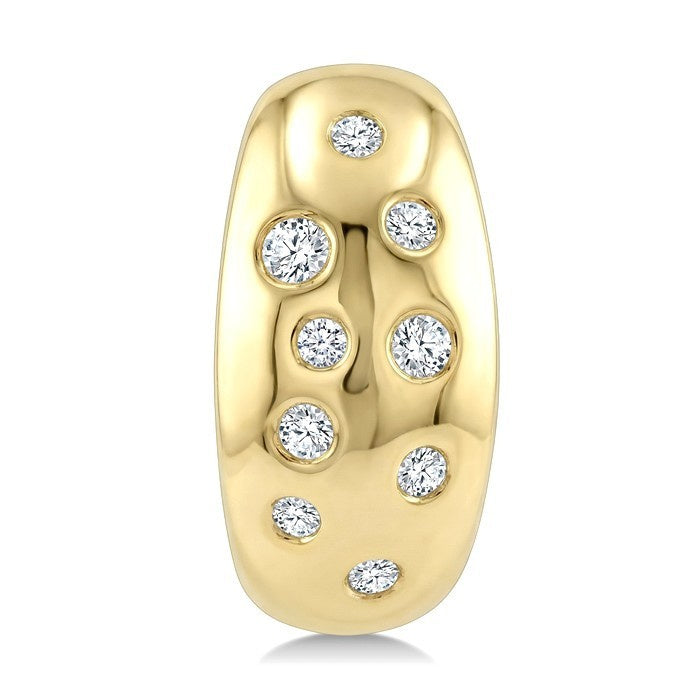 1/5 Ctw Flush Set Round Cut Diamond Fashion Mosaic Half Hoop Earrings in 10K Yellow Gold