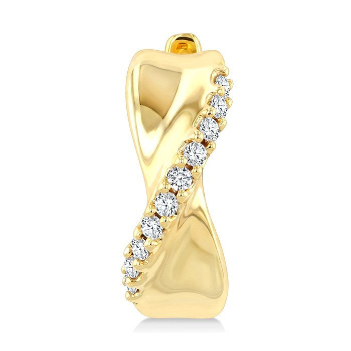 1/4 Ctw Round Cut Diamond Twisted Hoop Earrings in 10K Yellow Gold