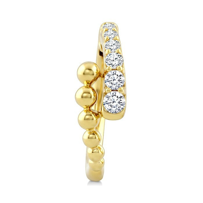 1/3 Ctw Round Cut Bead Bijoux Diamond Beaded Fashion Hoop Earrings in 10K Yellow Gold