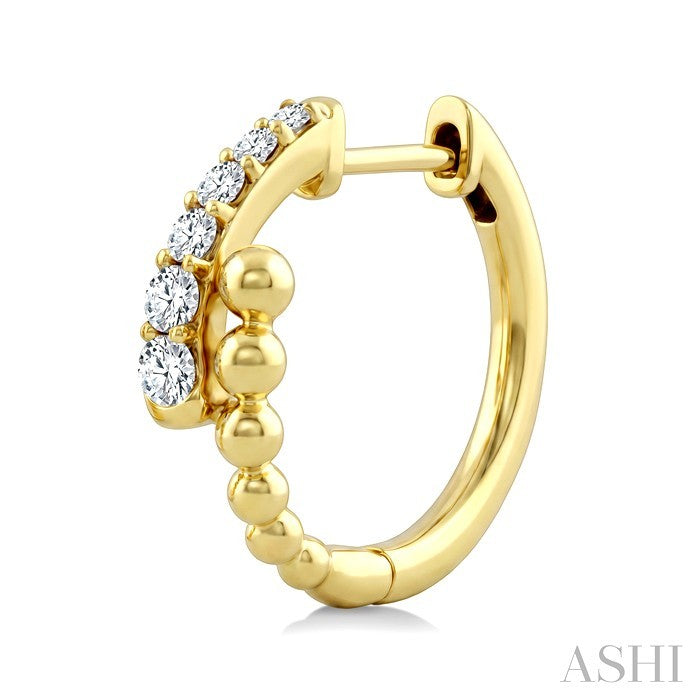 1/3 Ctw Round Cut Bead Bijoux Diamond Beaded Fashion Hoop Earrings in 10K Yellow Gold