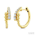 1/3 Ctw Round Cut Bead Bijoux Diamond Beaded Fashion Hoop Earrings in 10K Yellow Gold
