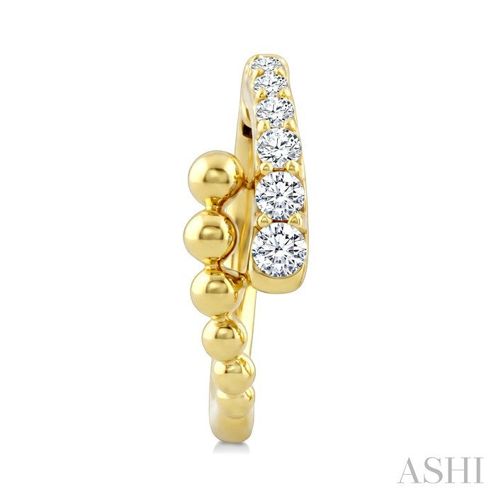 1/3 Ctw Round Cut Bead Bijoux Diamond Beaded Fashion Hoop Earrings in 10K Yellow Gold