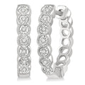 1/10 Ctw Lattice Round Cut Diamond Hoop Earrings in 10K White Gold