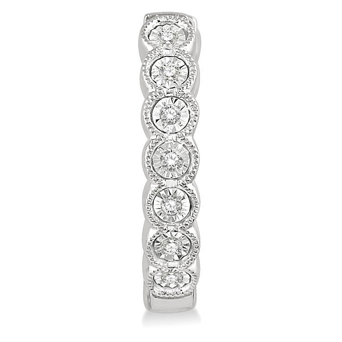 1/10 Ctw Lattice Round Cut Diamond Hoop Earrings in 10K White Gold