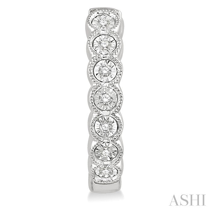 1/10 Ctw Lattice Round Cut Diamond Hoop Earrings in 10K White Gold