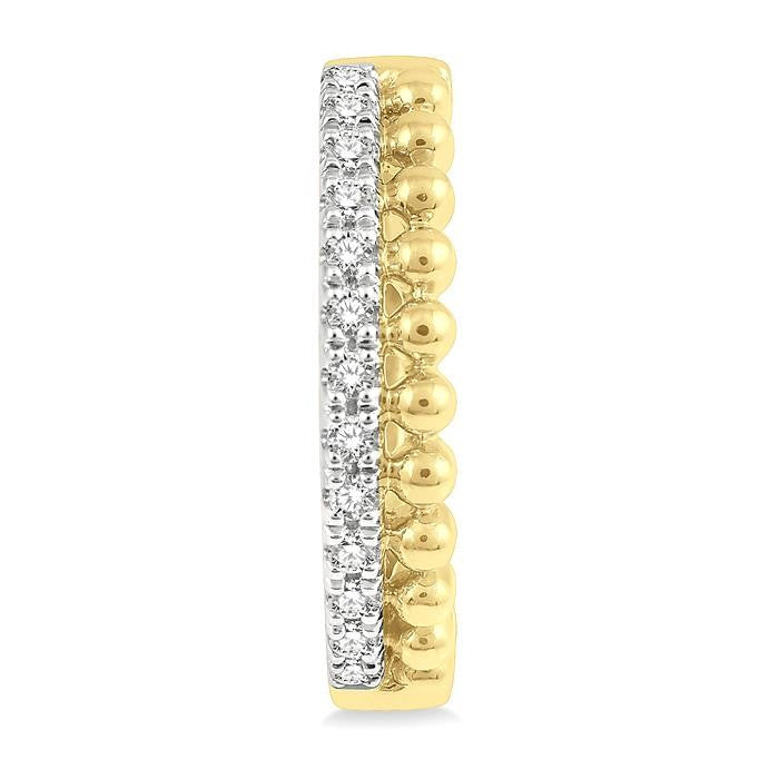 1/4 Ctw Circular Bead & Round Cut Bead Bijoux Diamond Hoop Earrings in 14K Yellow Gold
