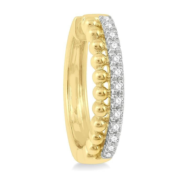 1/4 Ctw Circular Bead & Round Cut Bead Bijoux Diamond Hoop Earrings in 14K Yellow Gold