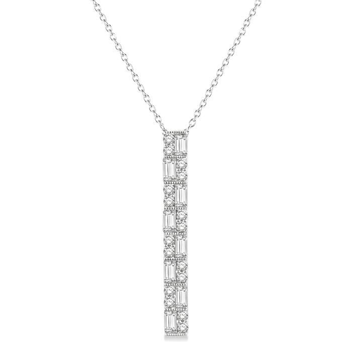 Double Row Vertical Bar Baguette Diamond Pendant