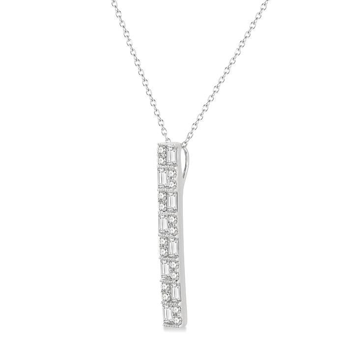Double Row Vertical Bar Baguette Diamond Pendant