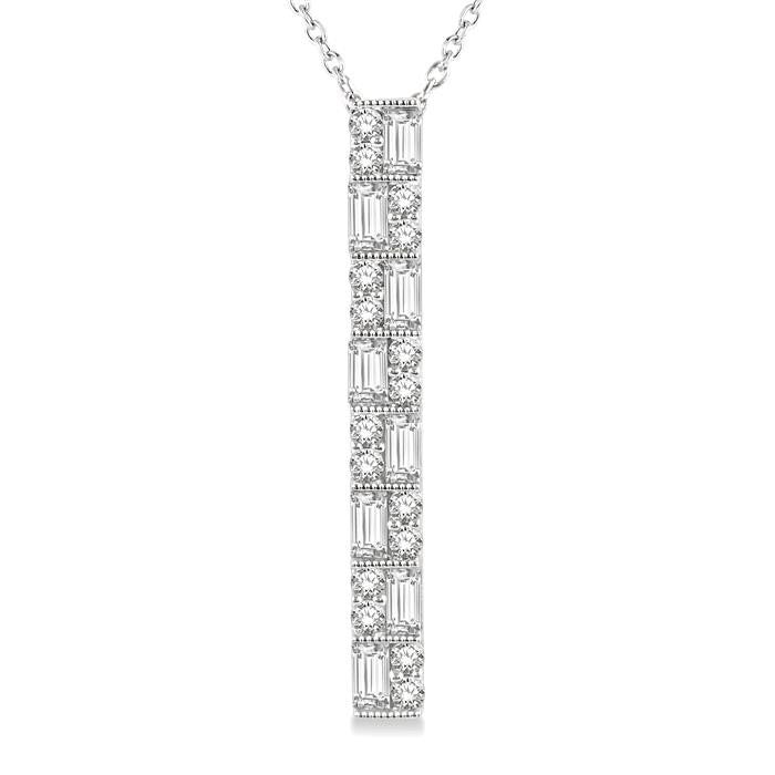 Double Row Vertical Bar Baguette Diamond Pendant