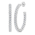 1 1/2 Ctw French Pave Set Round Cut Diamond Fashion Half Hoop Earrings in 14K White Gold