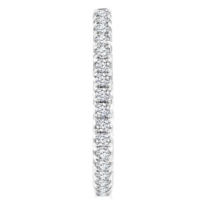 1 1/2 Ctw French Pave Set Round Cut Diamond Fashion Half Hoop Earrings in 14K White Gold