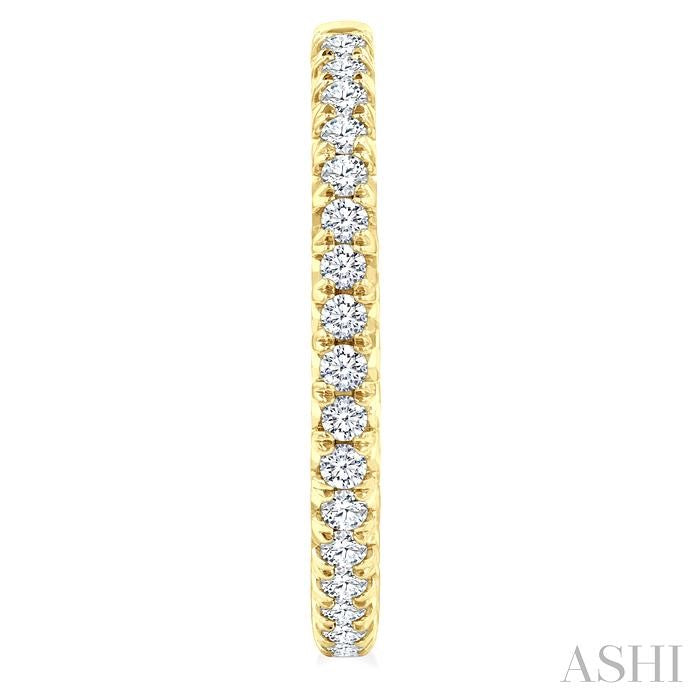1 1/2 Ctw French Pave Set Round Cut Diamond Fashion Half Hoop Earrings in 14K Yellow Gold