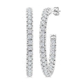 1 Ctw French Pave Set Round Cut Diamond Fashion Half Hoop Earrings in 14K White Gold