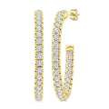 1 Ctw French Pave Set Round Cut Diamond Fashion Half Hoop Earrings in 14K Yellow Gold