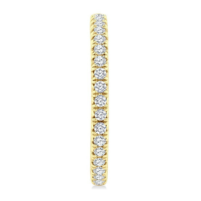 1 Ctw French Pave Set Round Cut Diamond Fashion Half Hoop Earrings in 14K Yellow Gold