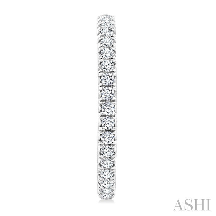 1 Ctw French Pave Set Round Cut Diamond Fashion Half Hoop Earrings in 14K White Gold