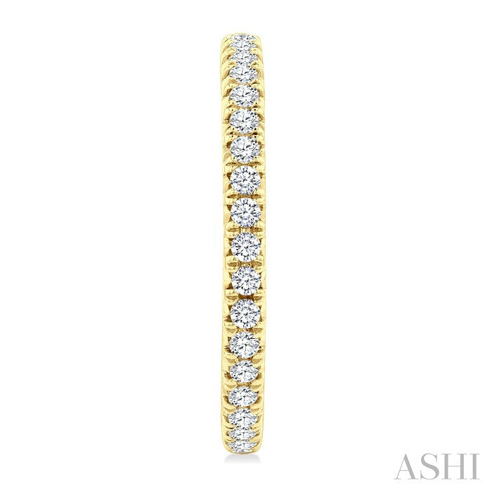 1 Ctw French Pave Set Round Cut Diamond Fashion Half Hoop Earrings in 14K Yellow Gold