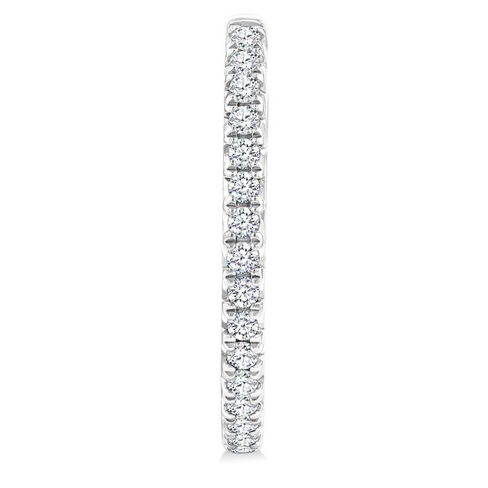 3/4 Ctw French Pave Set Round Cut Diamond Fashion Half Hoop Earrings in 14K White Gold