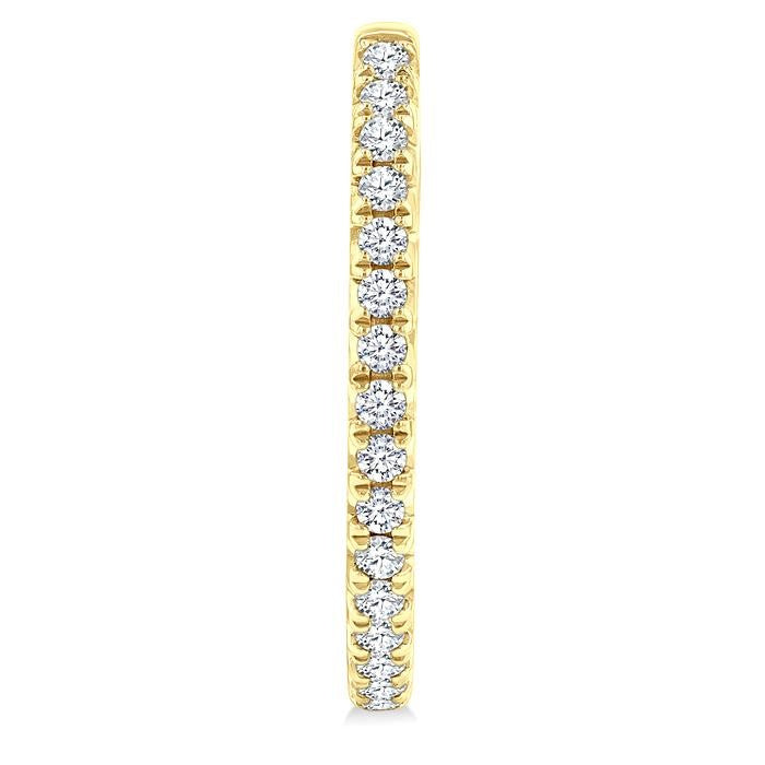 3/4 Ctw French Pave Set Round Cut Diamond Fashion Half Hoop Earrings in 14K Yellow Gold