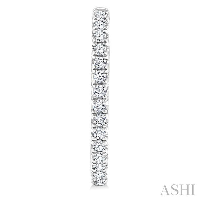3/4 Ctw French Pave Set Round Cut Diamond Fashion Half Hoop Earrings in 14K White Gold