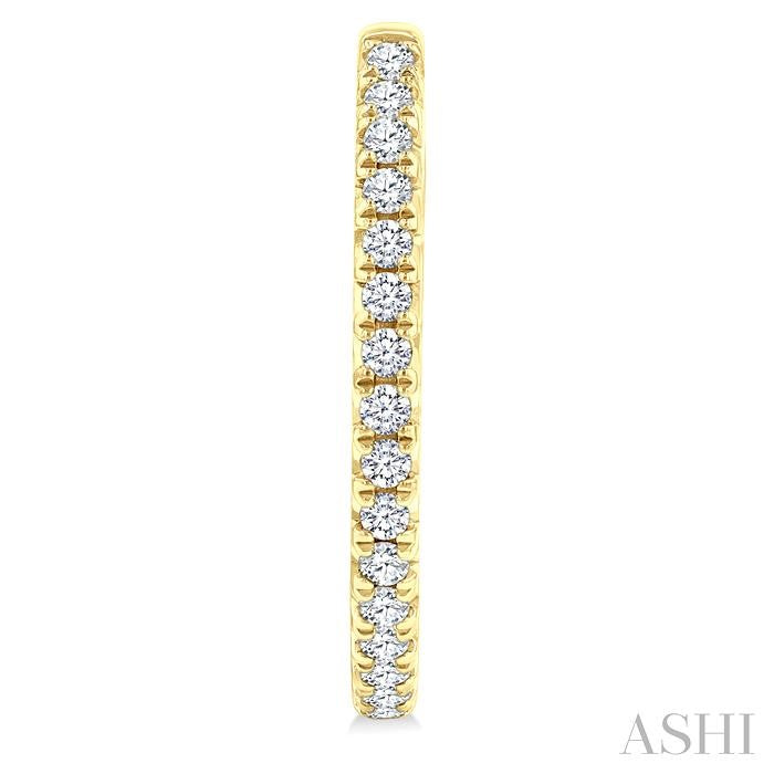 3/4 Ctw French Pave Set Round Cut Diamond Fashion Half Hoop Earrings in 14K Yellow Gold