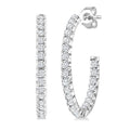 1/2 Ctw French Pave Set Round Cut Diamond Fashion Half Hoop Earrings in 14K White Gold