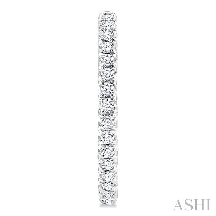 1/2 Ctw French Pave Set Round Cut Diamond Fashion Half Hoop Earrings in 14K White Gold