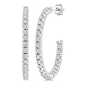 1/3 Ctw French Pave Set Round Cut Diamond Fashion Half Hoop Earrings in 14K White Gold