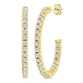 1/3 Ctw French Pave Set Round Cut Diamond Fashion Half Hoop Earrings in 14K Yellow Gold