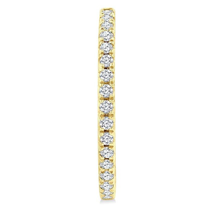 1/3 Ctw French Pave Set Round Cut Diamond Fashion Half Hoop Earrings in 14K Yellow Gold