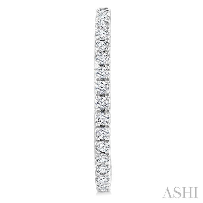 1/3 Ctw French Pave Set Round Cut Diamond Fashion Half Hoop Earrings in 14K White Gold