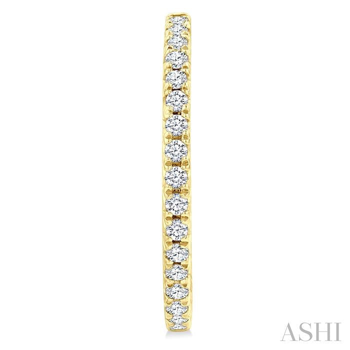 1/3 Ctw French Pave Set Round Cut Diamond Fashion Half Hoop Earrings in 14K Yellow Gold