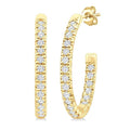 1/6 Ctw French Pave Set Round Cut Diamond Fashion Half Hoop Earrings in 14K Yellow Gold